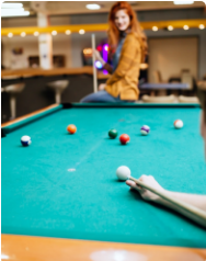 Friends enjoying snooker night